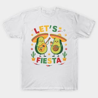 Lets Fiesta Cinco De Mayo Avocado Funny Mexican Party T-Shirt